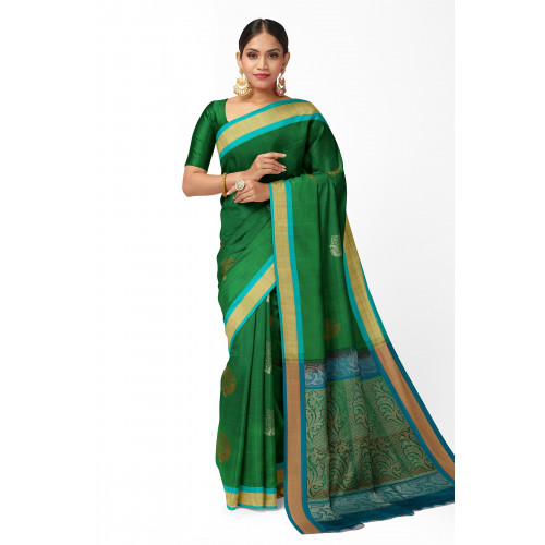 Kanchipuram silk saree from cooptex with traditional temple or thazhampoo  border | Fashion, Silk sarees, High waisted skirt