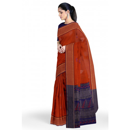 Floral Buttas Ruby Red Kora Silk Cotton Saree – Sundari Silks