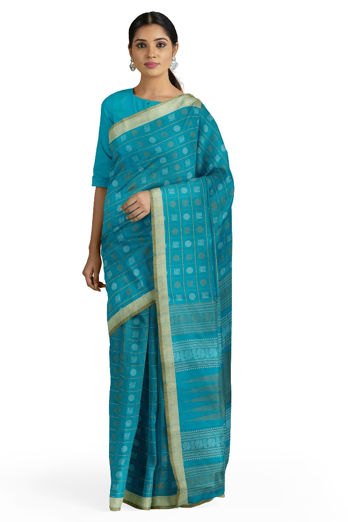 Kanchi style semi soft silk trendy lined saree – www.vannamayil.com