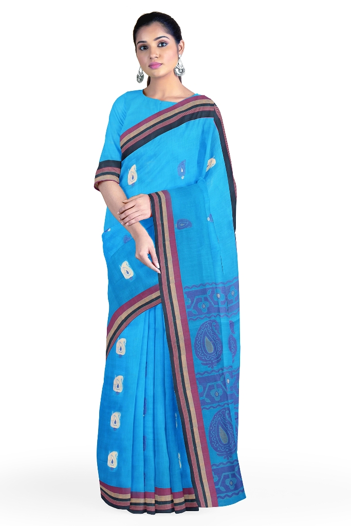 Pure kanjivaram silk saree pink and cs blue with zari woven buttas and –  Prashanti Sarees