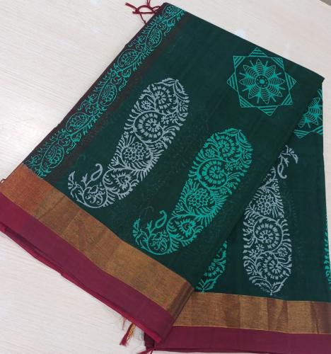 MANAMEDU BLOCK PRINTED SAREES WITH BLOUSE