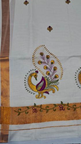 PL KERALA EMBROIDERY SAREE