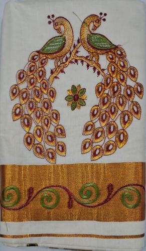 PL KERALA EMBROIDERY SAREE