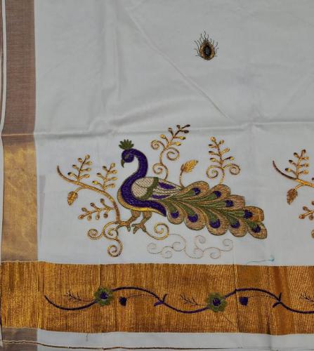 PL KERALA EMBROIDERY SAREE