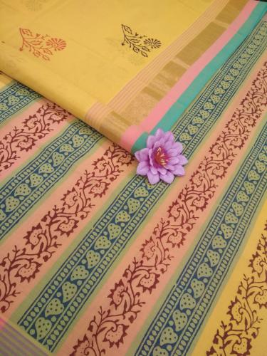 PL Salem Sarees Hand Block Printed Saree