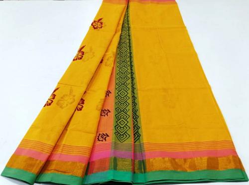 PL Salem Sarees Hand Block Printed Saree