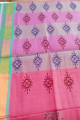 PL Salem Sarees Hand Block Printed Saree