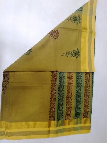 PL Salem Sarees Hand Block Printed Saree