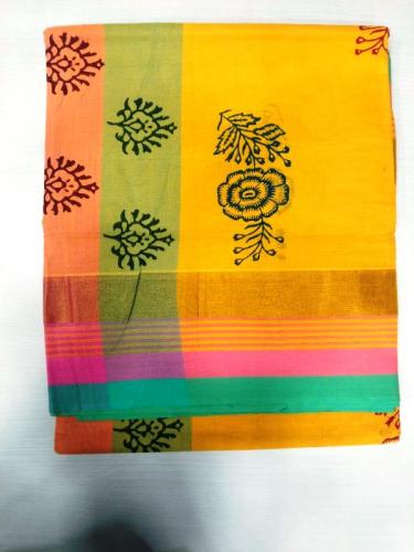 PL Salem Sarees Hand Block Printed Saree