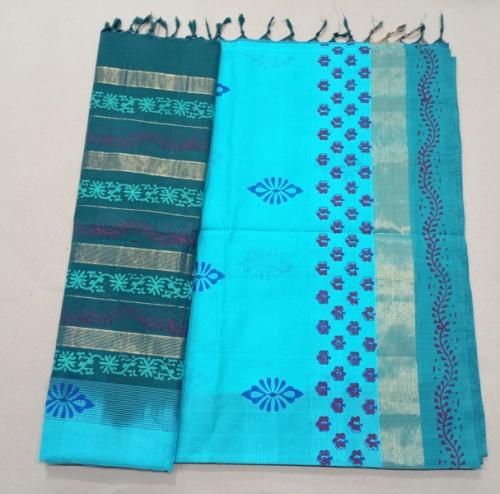 MANAMEDU BLOCK PRINTED SAREES WITH BLOUSE