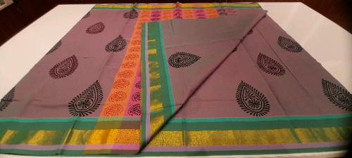 PL Salem Sarees Hand Block Printed Saree
