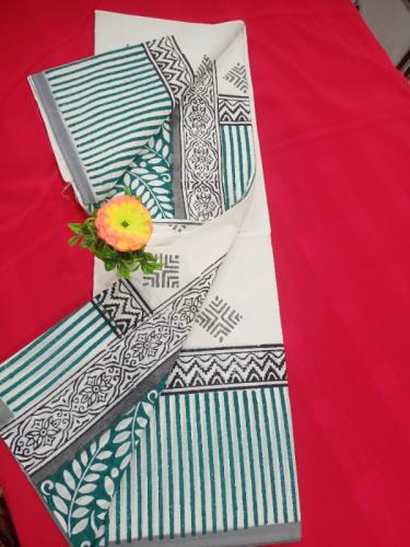 Pedalloom Block Printed Cotton Sarees