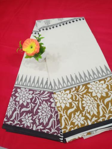 Pedalloom Block Printed Cotton Sarees