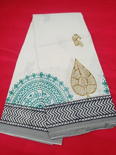 Pedalloom Block Printed Cotton Sarees