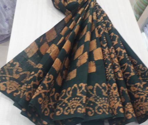 PL COTTON SAREES WITH SOLID WAX CRACK DESIGNS