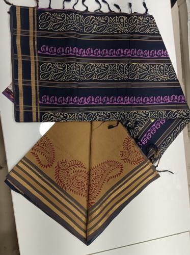 MANAMEDU BLOCK PRINTED SAREES WITH BLOUSE