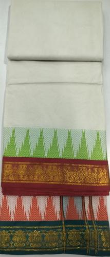 PV X COTTON TEMPLE BORDER DHOTHY 9 X 5