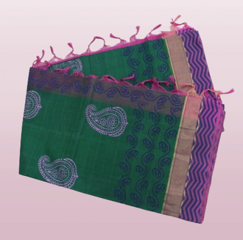 MANAMEDU BLOCK PRINTED SAREES WITH BLOUSE