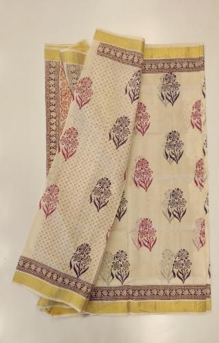 MANAMEDU BLOCK PRINTED SAREES WITH BLOUSE