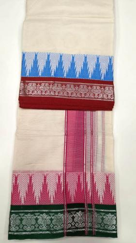 PV X COTTON TEMPLE BORDER DHOTHY 9 X 5